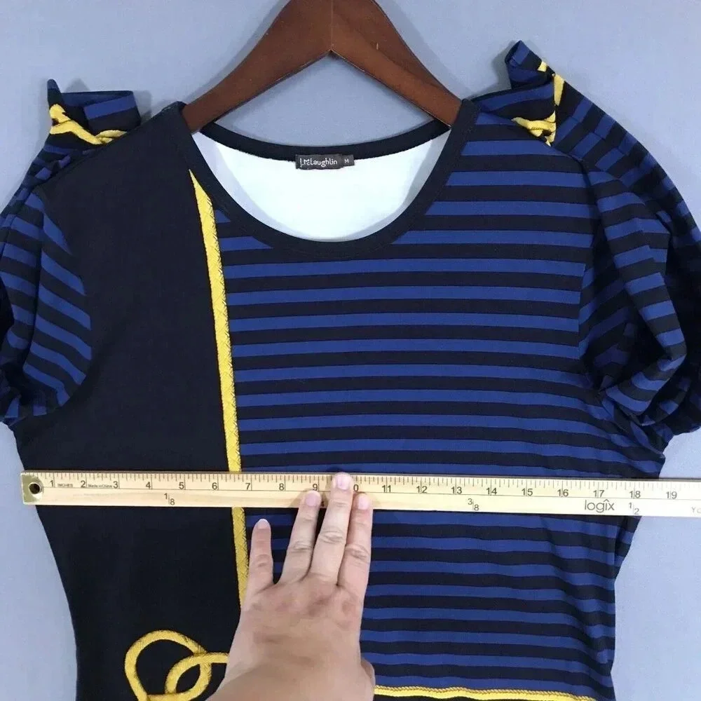 J McLaughlin Signature Tee Catalina Cloth Top Size Medium 3/4 Sleeve Nautical - Picture 9 of 15